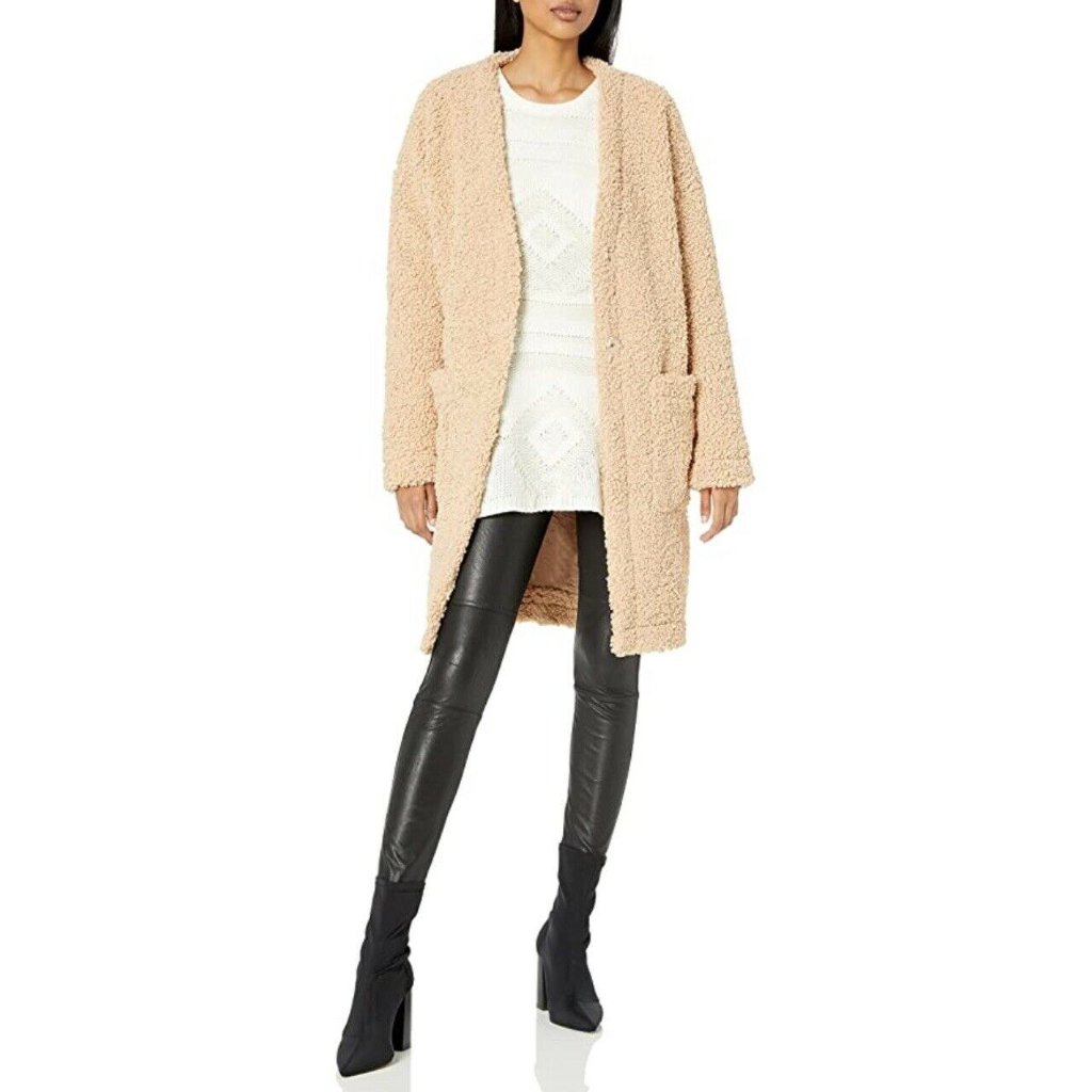 Astr The Label Fauna Faux Shearling Coat Beige L
